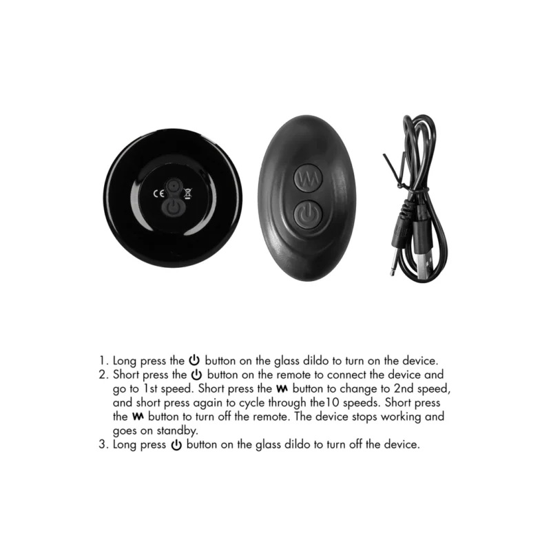 Shots Chrystalino Black Glass Intimate Device with Suction Cup & Remote