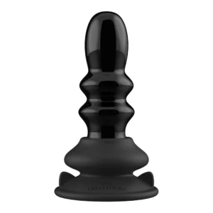 Shots Chrystalino Ribble Glass Vibrator Black with Suction Base & Remote