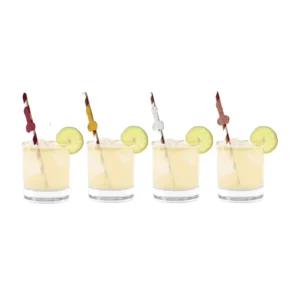 Glitterati Party Straws Set - Metallic Stripe, Assorted Colors, 8 pcs