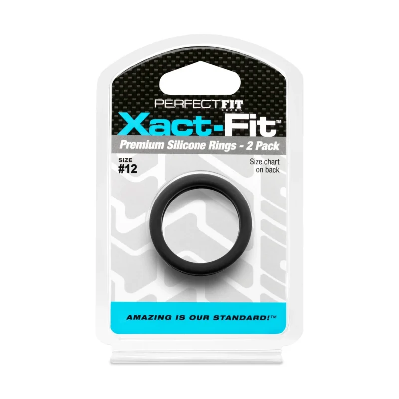 Perfect Fit Xact-Fit #12 Silicone Ring Set 2-Pack, Black, 2.2 cm ID