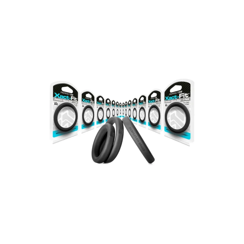 Perfect Fit Xact-Fit #12 Silicone Ring Set 2-Pack, Black, 2.2 cm ID
