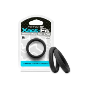 Perfect Fit Xact-Fit Ring Set #14, 2-Pack, Flexible Silicone, Black