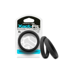 Perfect Fit Xact-Fit #23 Comfort Ring Set 2-Pack, Soft Silicone, Black