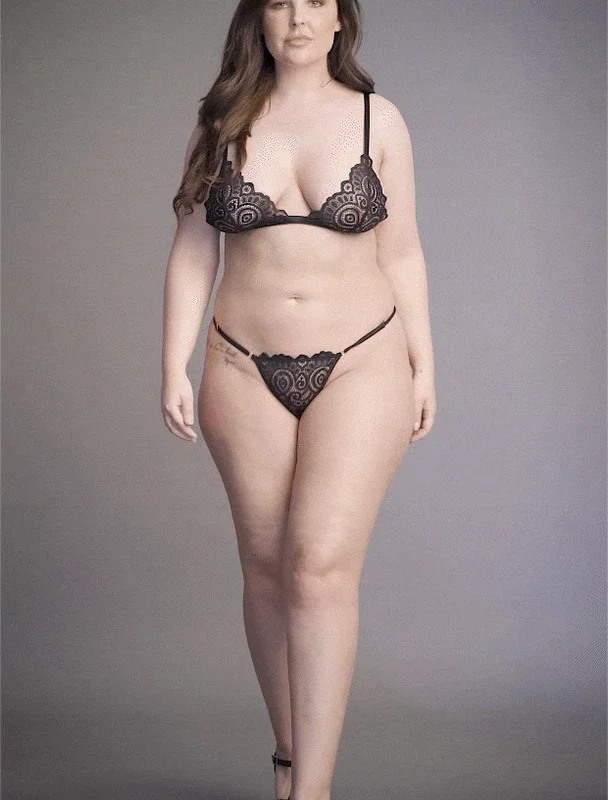 Magic Lace Velvet Plus Size Lingerie Set - Adjustable Comfort Fit