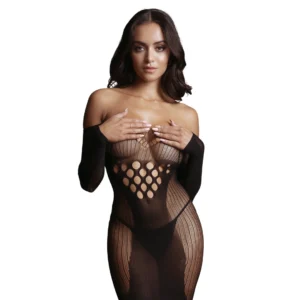 Leg Avenue Elegant Mesh Detailed Mini Dress, Long Sleeve, One Size