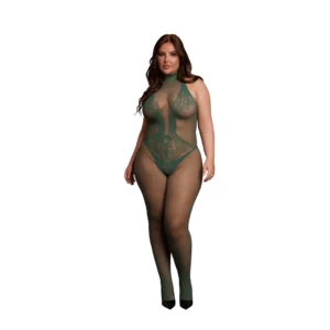 Obsessive Bodystocking Queen Size Lace & Fishnet, Halter, XL-4XL
