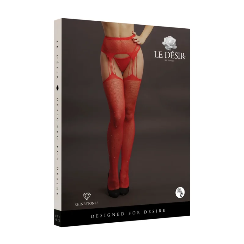Shots Suspender Rhinestone Fishnet Pantyhose One Size - Elegant Accessory