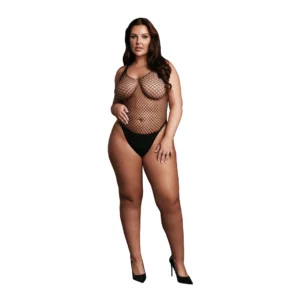 OSX Body Intimate Wear Black Fishnet Design Plus Size XL-4XL