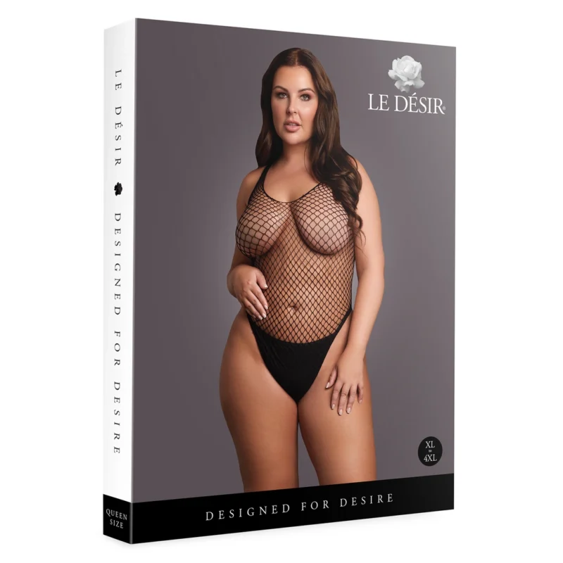 OSX Body Intimate Wear Black Fishnet Design Plus Size XL-4XL