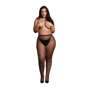 OSX Pantyhose Black - XL-4XL, Soft Stretch, Fine Fishnet Design