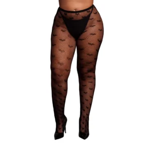 Leg Avenue Plus Size Heart Patterned Tights Black XL-4XL