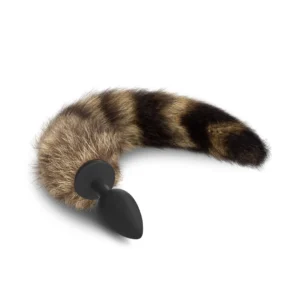 Foxy Delight silikoninis kištukas su dirbtinio kailio uodega juoda/ruda 30cm
