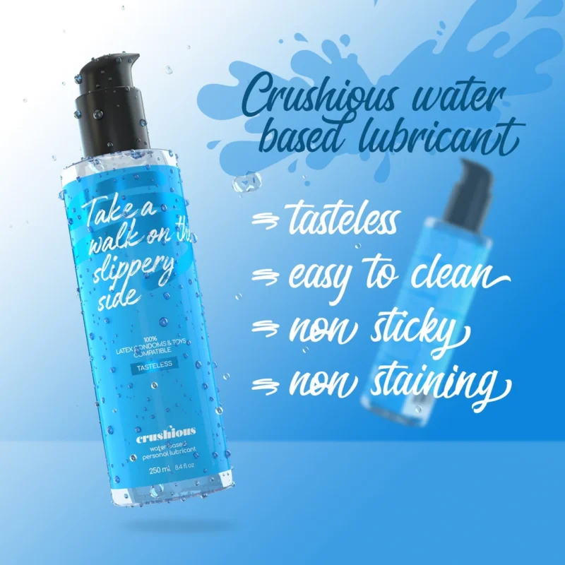 Crushious Vandens pagrindo lubrikantas 250 ml – nekenksminga odai ir žaislams saugi formulė