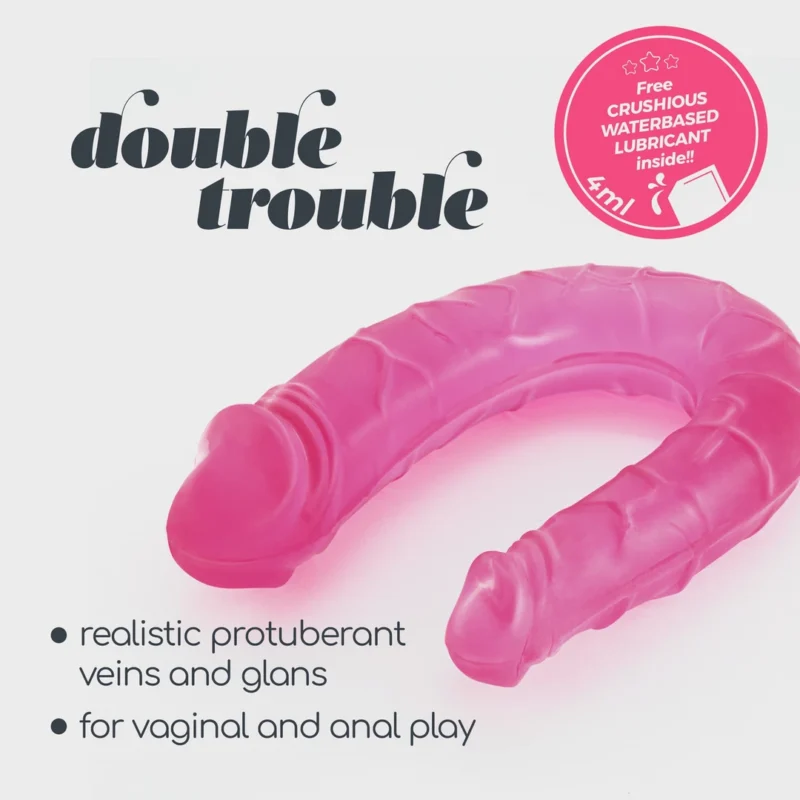 Crushious Double Trouble lankstus dviejų galų modelis 27 cm rožinė