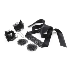 Lace Me Up Elegant Black Lacy Bondage Set - Adjustable & Reusable Accessories