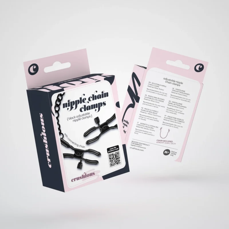 Satisfyer reguliuojami grandinės spaustukai juodi – metalo ir gumos komforto sistema