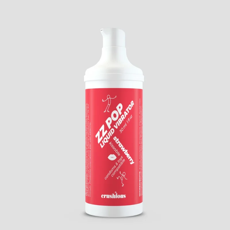 ZZ Pop Kissable skystas vibracinis braškių gelis 30 ml – aromatizuotas pojūčių gelis