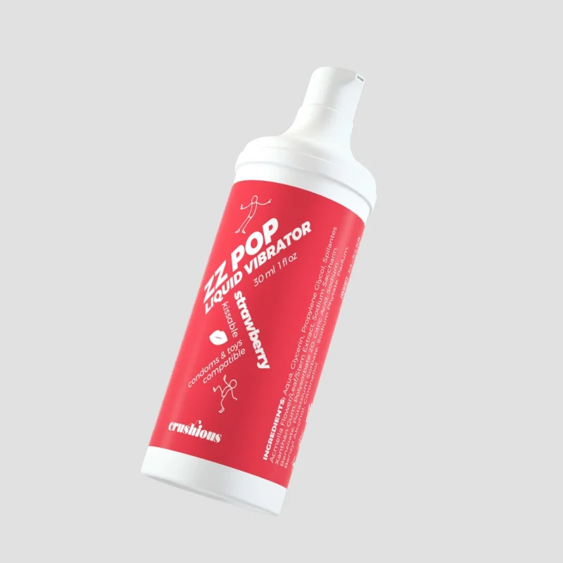 ZZ Pop Kissable skystas vibracinis braškių gelis 30 ml – aromatizuotas pojūčių gelis