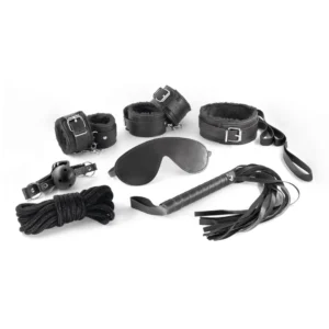 Dungeons and Maidens 8-Piece Sensory Bondage Set Black Adjustable