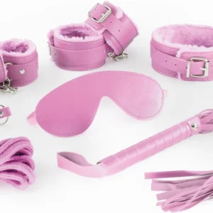 Dungeons and Maidens 8-Piece Bondage Accessory Set Pink - Adjustable Kit