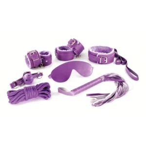 Dungeons & Maidens 8-Piece Restraint Set Purple Faux Leather & Plush