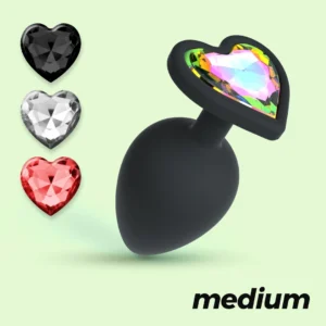 Crushious Cuore Medium Plug with 4 Interchangeable Jewels Black 8cm