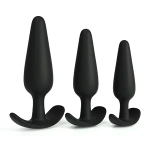 Crushious Tic Tac Toe Intimate Plug Training Set Black Silicone 3 Sizes
