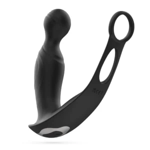 Crushious Flamma Black - Vibrating Prostate Model with Dual Rings 16 cm