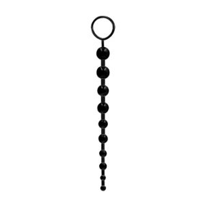 Shots Toys Black Beads Intimate Chain TPE 25.5cm with Safety Ring