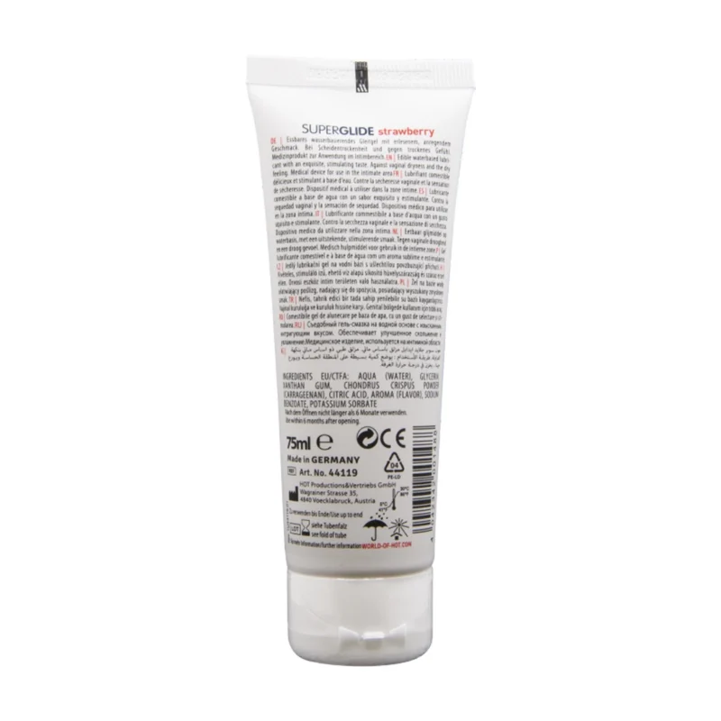HOT Superglide Edible Water-Based Gel Strawberry 75ml - Flavored Formula