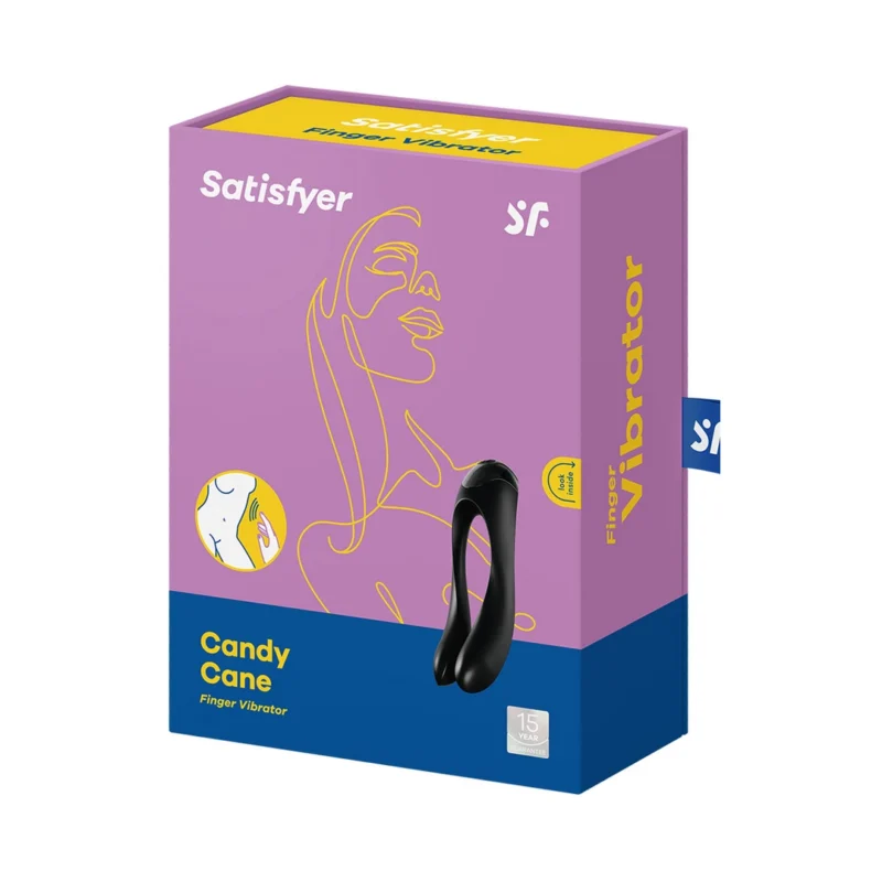Satisfyer Candy Cane Compact Finger Vibe Black-Orange, Ergonomic Design