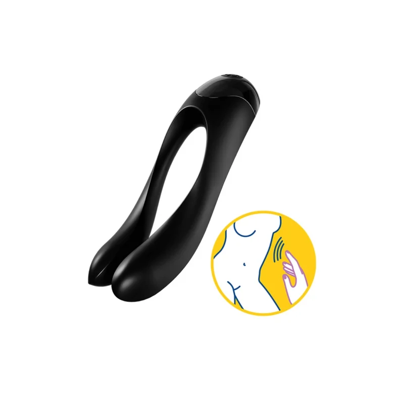 Satisfyer Candy Cane Compact Finger Vibe Black-Orange, Ergonomic Design
