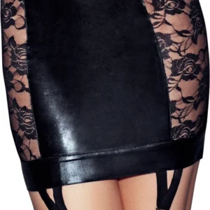 Lorena Wetlook & Lace Garter Skirt L - Elegant Black Lingerie Design