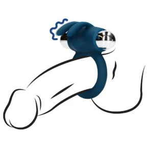 Loveline Baltic Blue Vibrating Rabbit Silicone Ring, Adjustable Fit