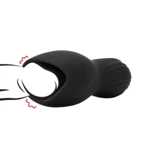 Loveline Vibrating Stimulation Sleeve Black - Ergonomic Textured Model