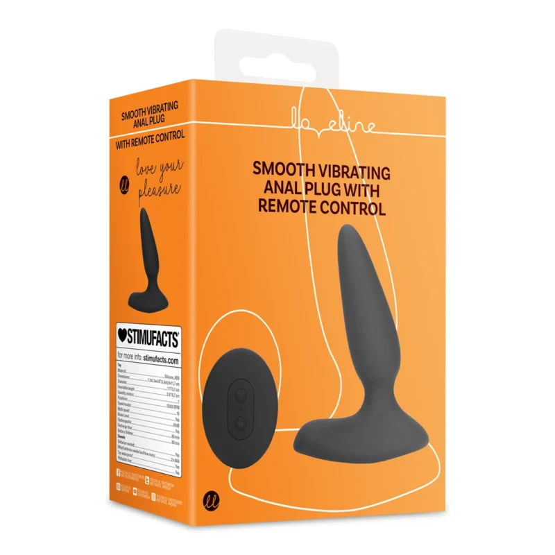 Loveline Smooth Vibrating Anal Plug Remote Control Licorice Black