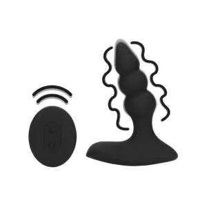 Loveline Licorice Black Beaded Vibrating Plug Remote-Controlled