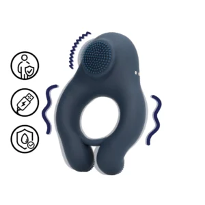 Loveline Indigo Blue vibruojantis žiedas su dvigubu stimuliuojančiu paviršiumi
