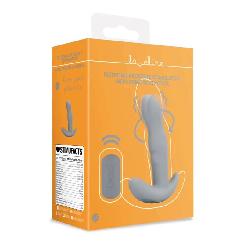 Loveline Gotham Grey Rotating Prostate Massager with Remote Control