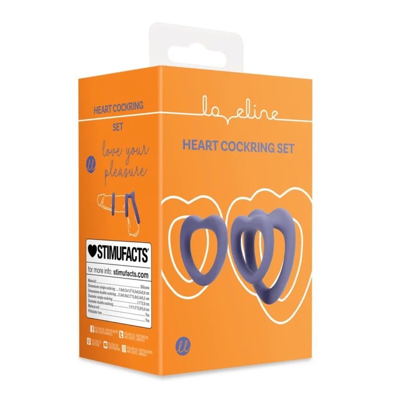 Loveline Heart Dual Intimate Ring Set Violet Storm Silicone 2 pcs