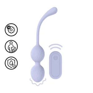 Loveline Vibrating Duo Bead Kegel Trainer Lavender su nuotolinio valdymo pulteliu