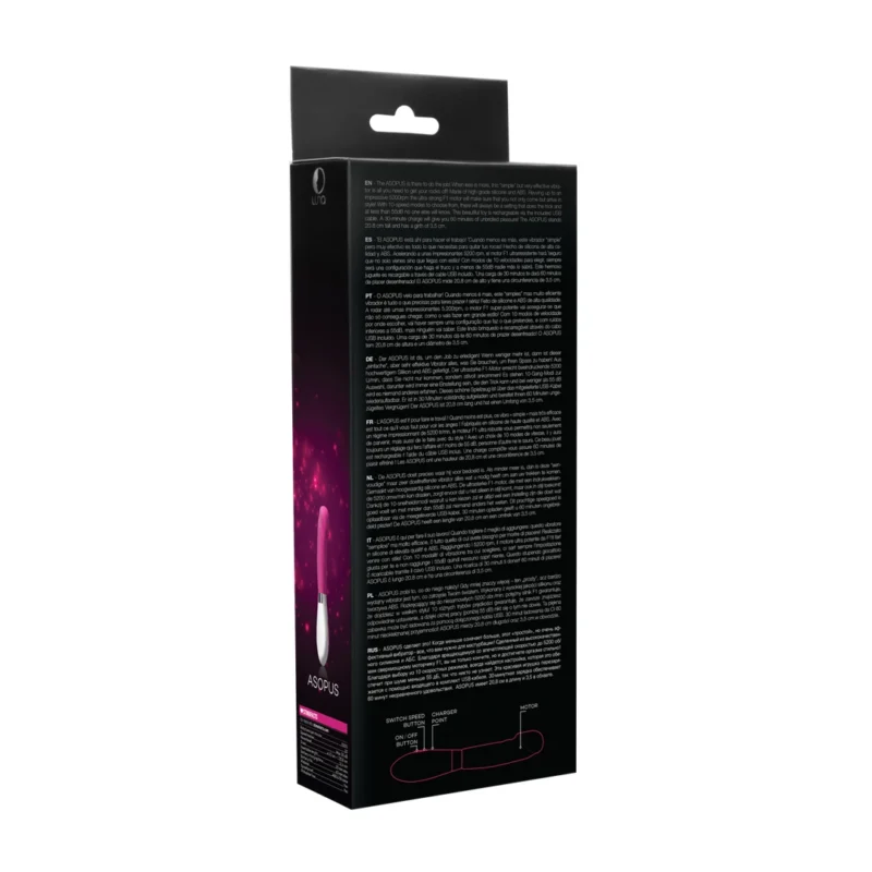 Luna by Shots Asopus Rechargeable Silicone Vibrator 10 Modes Black 21cm