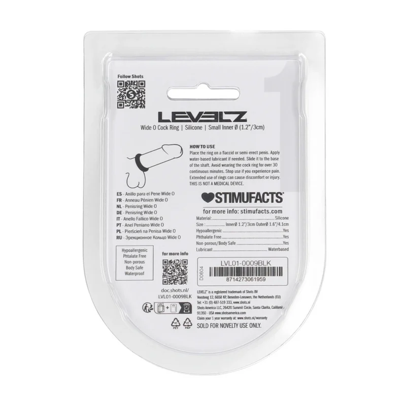 LEVELZ platus O silikoninis žiedas S 30mm juodas - Comfort Fit Intimate Band