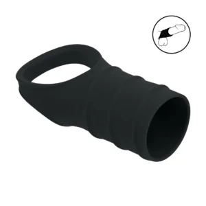 LEVELZ Silicone Ring with Ribbed Silicone Sleeve Black - Adjustable System