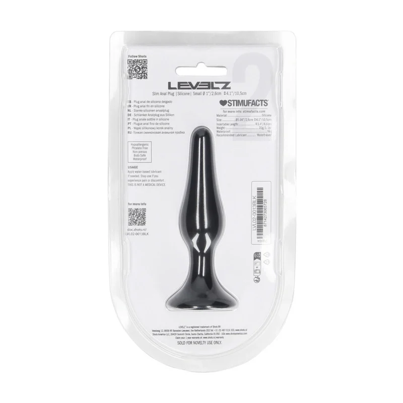LEVELZ Slim Silicone Plug S Black – kompaktiškas lankstus modelis