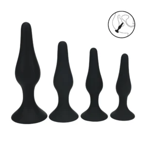 LEVELZ Slim Silicone Plug Set - 4 Sizes S/M/L/XL, Black, Ergonomic Design