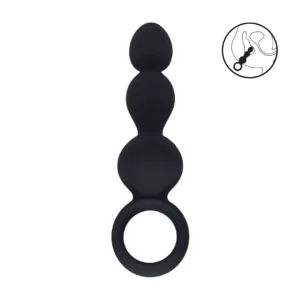 LEVELZ Beaded Silicone Probe with Safety Loop Black - Flexible Design