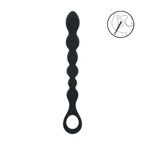 LEVELZ Black Silicone Flexible Beaded Probe with Loop Handle - 23 cm