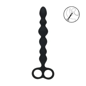 LEVELZ Beaded Silicone Intimate Probe Double Loop Black - Flexible Design