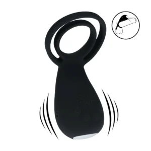 LEVELZ Level 3 Silicone Vibrating Dual Ring with Paw-Shaped Stimulator Black